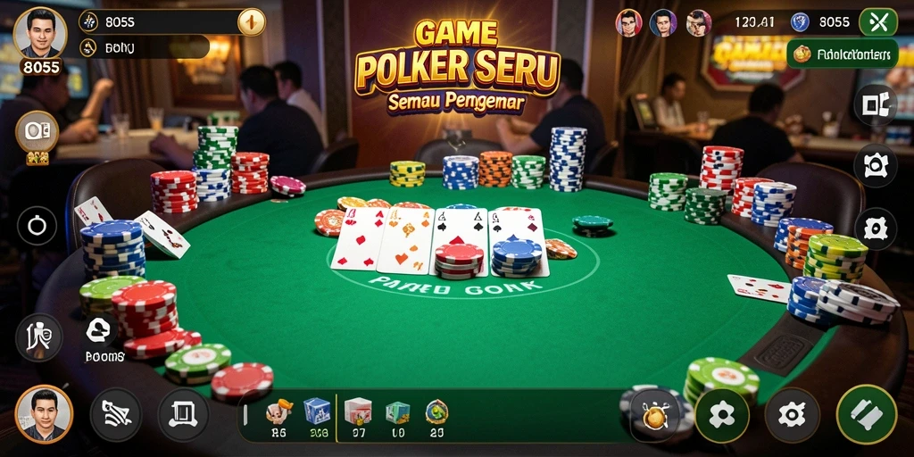 Tampilan permainan Poker yang menegangkan di 8055.
