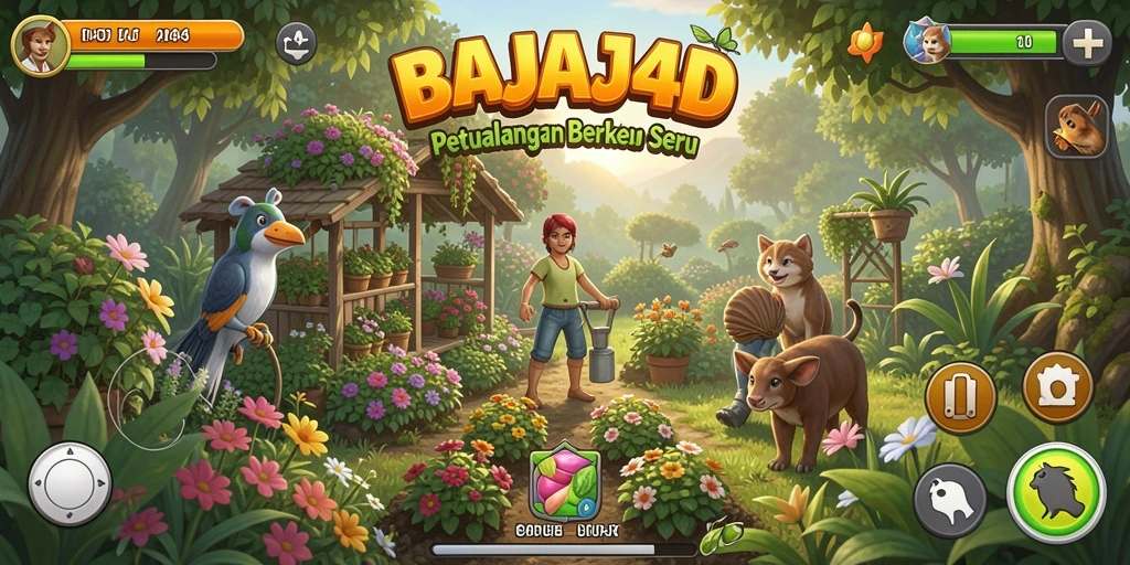 Tampilan gameplay menakjubkan dengan aktivitas berkebun yang seru.