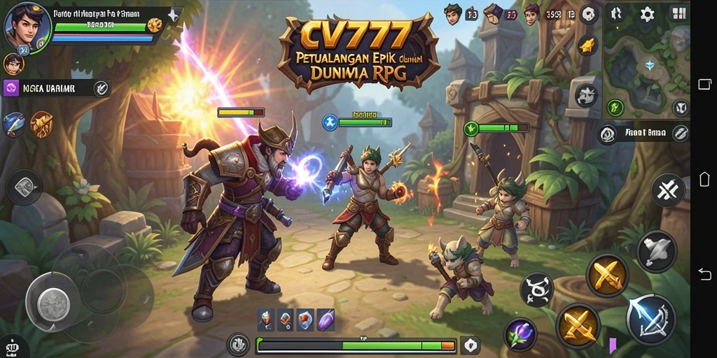 Screenshot utama CV777 dengan aksi seru dalam pertarungan RPG.