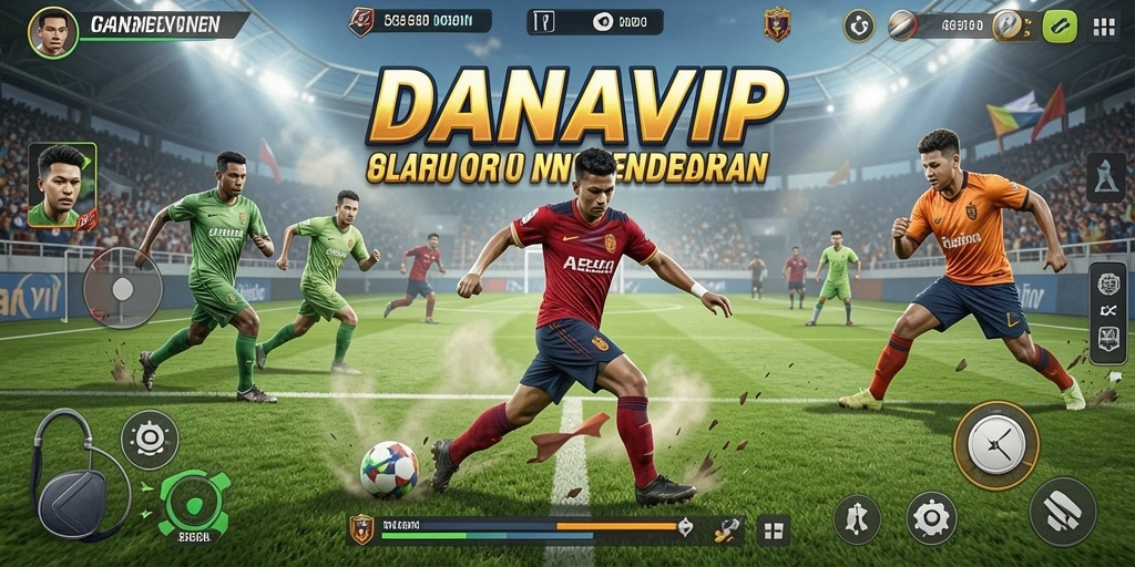 Screenshot gameplay seru dari DANAVIP yang menunjukkan aksi olahraga mendebarkan.