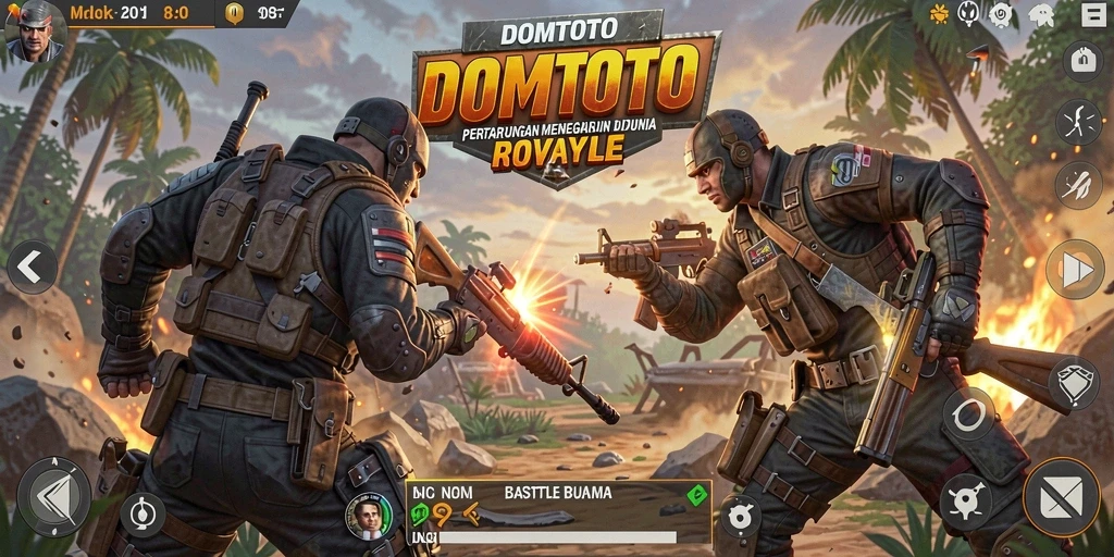 Screenshot menampilkan aksi seru Battle Royale di DOMTOTO.