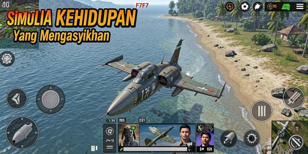 Tangkapan layar utama F7F7 menunjukkan gameplay yang dinamis dan interaktif.