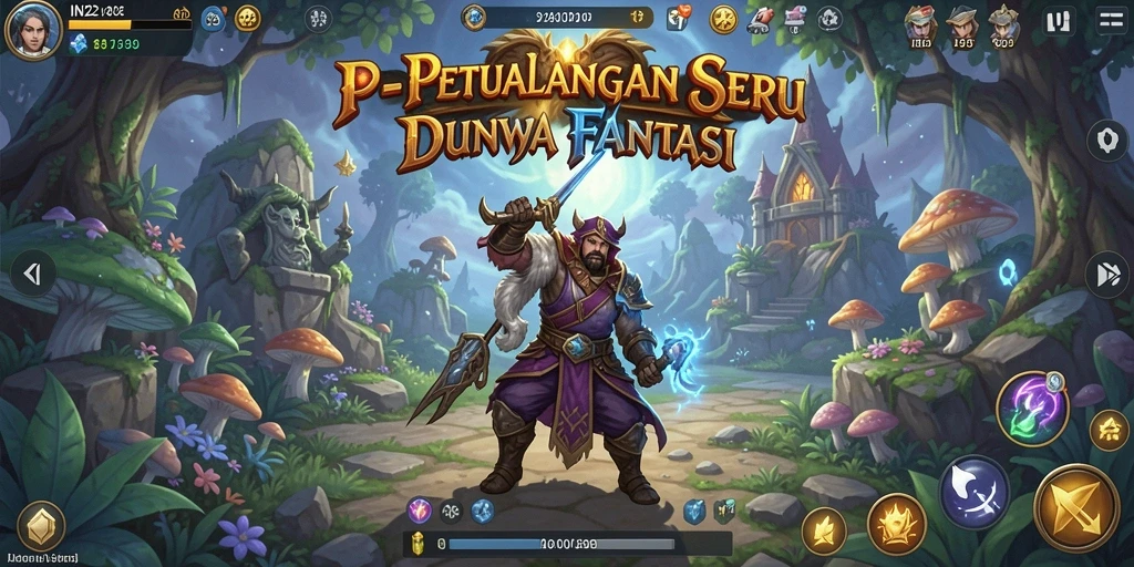 Screenshot utama IN22 menampilkan karakter utama menjelajahi dunia fantasi.