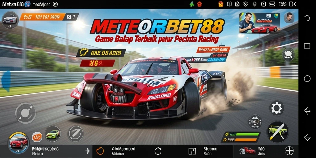 Tangkapan layar gameplay METEORBET88 menampilkan aksi balapan yang mendebarkan.