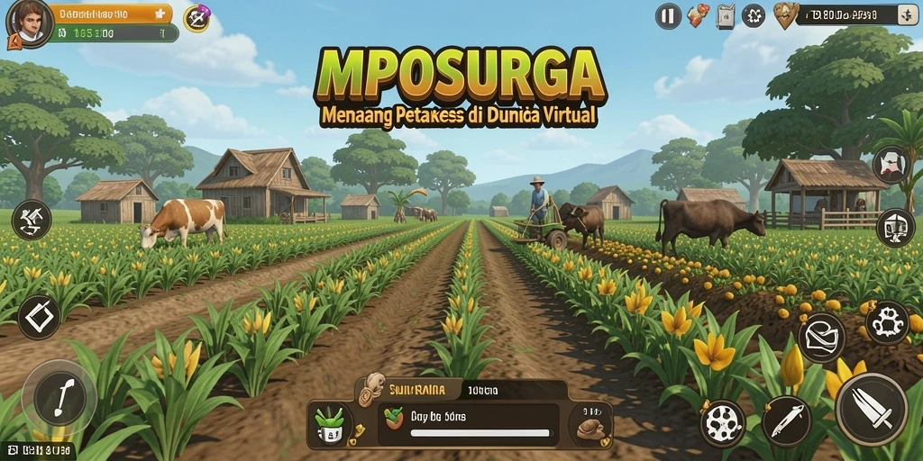 Tampilan gameplay MPOSURGA yang menampilkan aktivitas bertani seru.