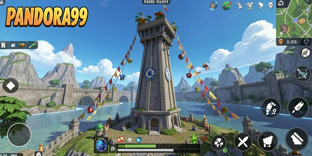 Gameplay PANDORA99 menampilkan pertahanan menara yang seru dan strategis.