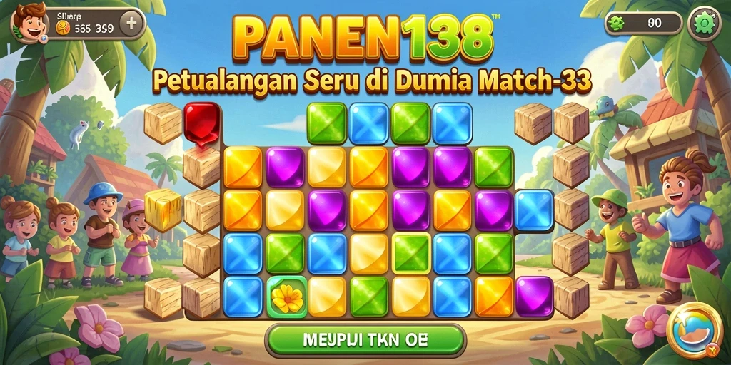 Tampilan gameplay seru dari PANEN138 dengan puzzle Match-3 yang menantang.