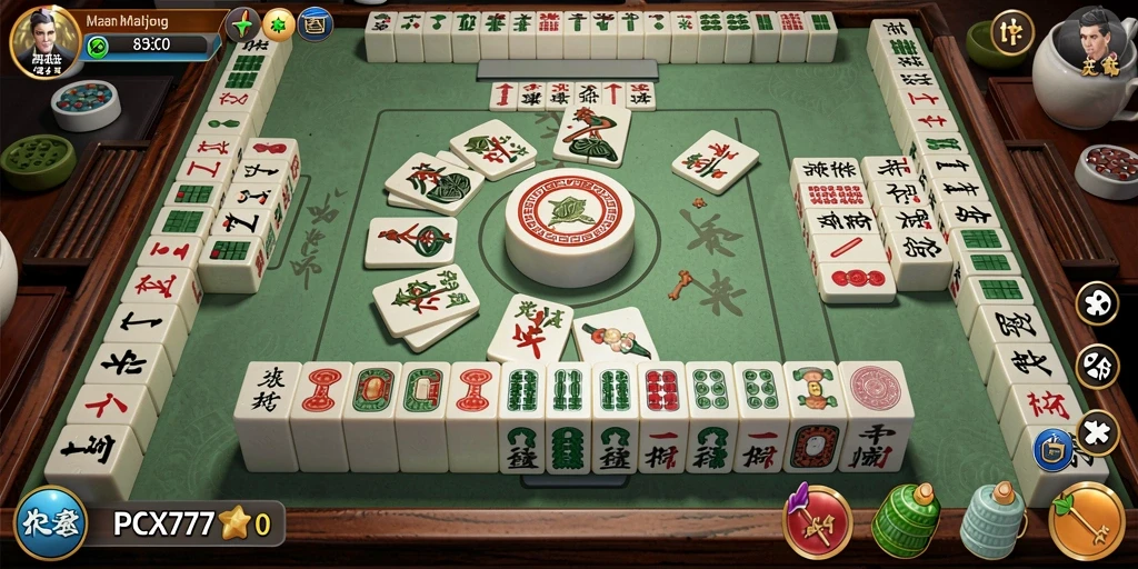 Screenshot gameplay PCX777 menampilkan papan Mahjong yang menarik.