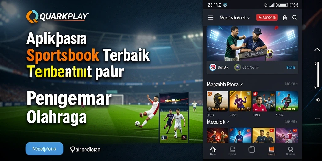 Tampilan utama QUARKPLAY menampilkan antarmuka Sportsbook yang interaktif.