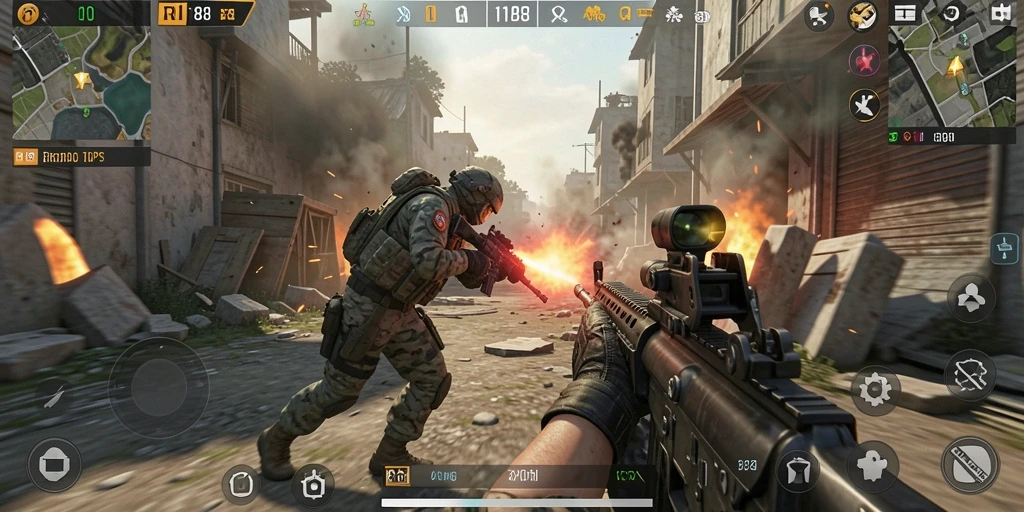 Screenshot gameplay RI188 yang menunjukkan pertempuran seru dalam TPS.