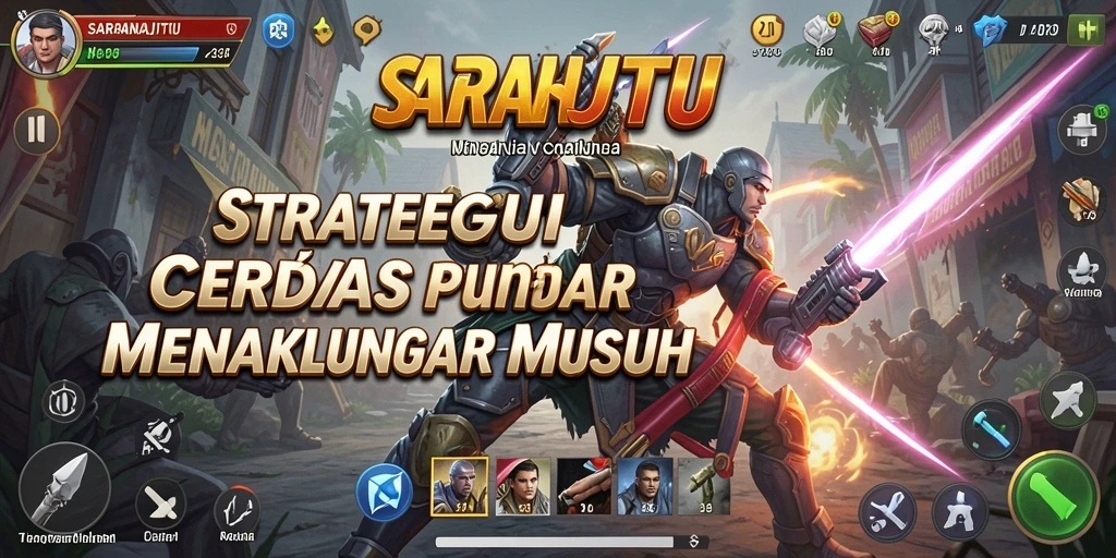 Screenshot gameplay SARANAJITU menampilkan taktik perang yang menegangkan.
