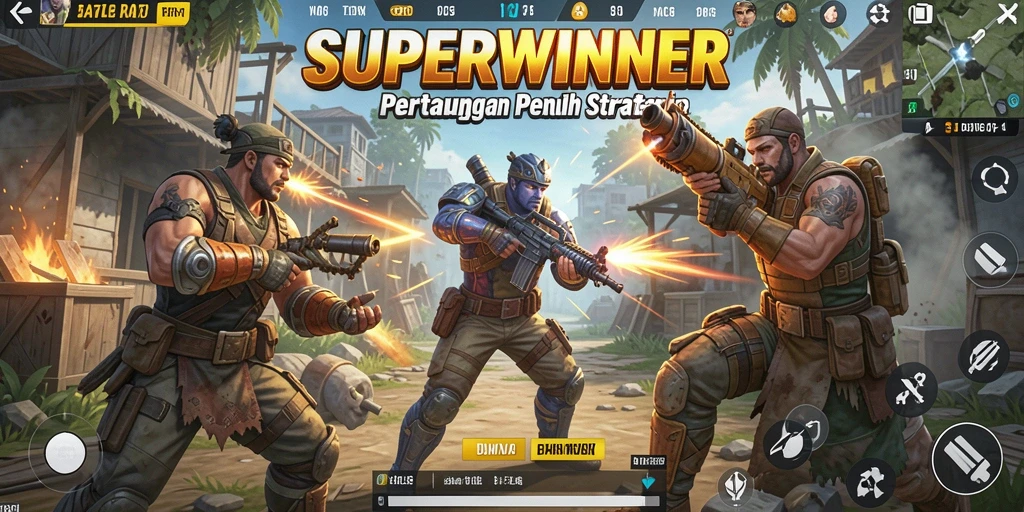 Tampilan heroik dari gameplay Battle Royale di SUPERWINNER.